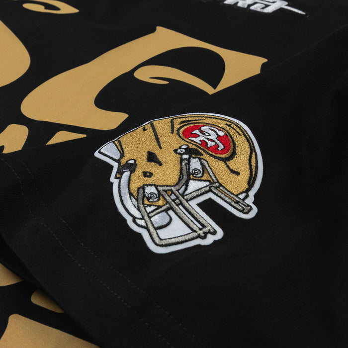 San Francisco 49ers Wave Drop Shoulder Mens Short Sleeve Shirt (Black/Orange)