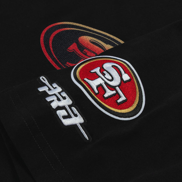 San Francisco 49ers Wave Drop Shoulder Mens Short Sleeve Shirt (Black/Orange)