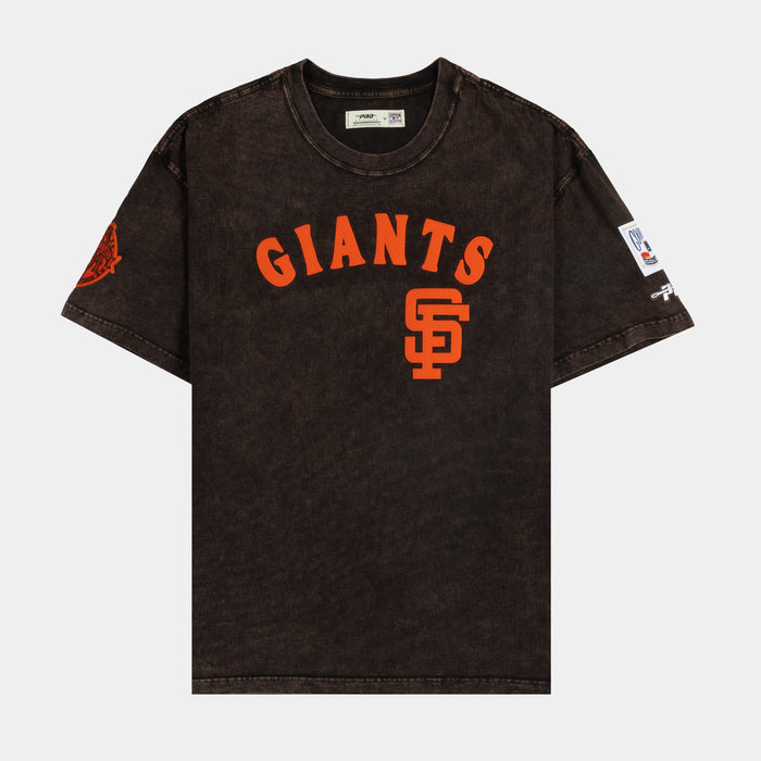 San Francisco Giants First Team Drop Shoulder Mens Short Sleeve Shirt (Grey/Orange)