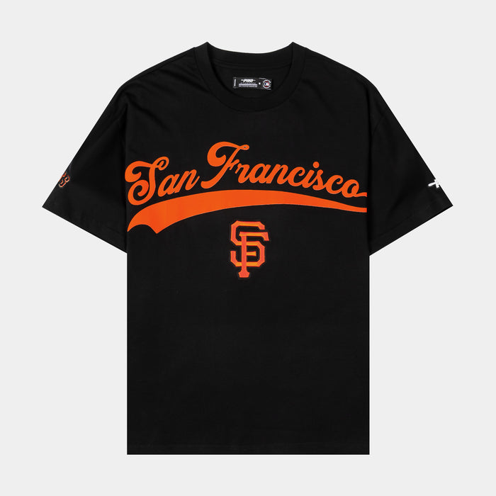 San Francisco Giants Living Large Drop Shoulder Mens Short Sleeve Shirt (Black/Orange)