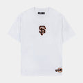 San Francisco Giants Wingspan Drop Shoulder Mens Short Sleeve Shirt (White/Orange)