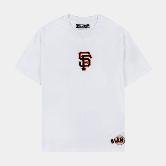 San Francisco Giants Wingspan Drop Shoulder Mens Short Sleeve Shirt (White/Orange)