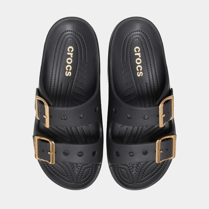 Saturday Metallic Buckle Womens Sandals (Black/Black)
