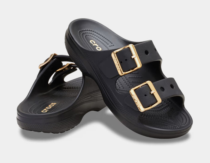 Saturday Metallic Buckle Womens Sandals (Black/Black)