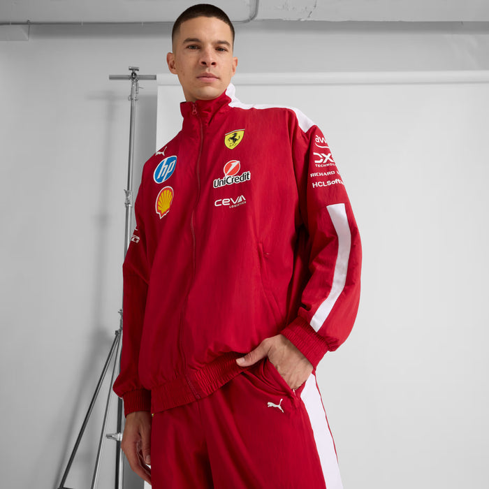 Scuderia Ferrari 2025 Drivers T7 Oversized Mens Jacket (Dark Cherry)