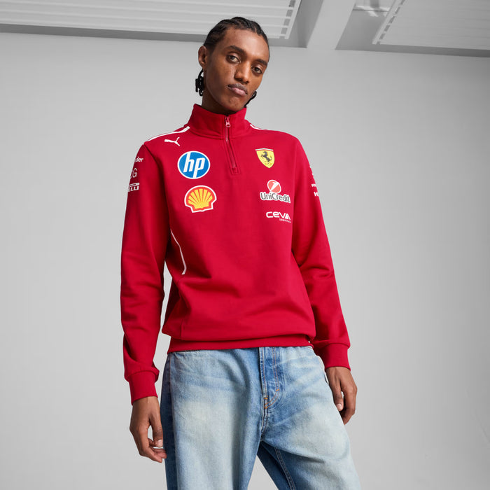 Scuderia Ferrari Team Half Zip Motorsport Mens Jacket (Dark Cherry)