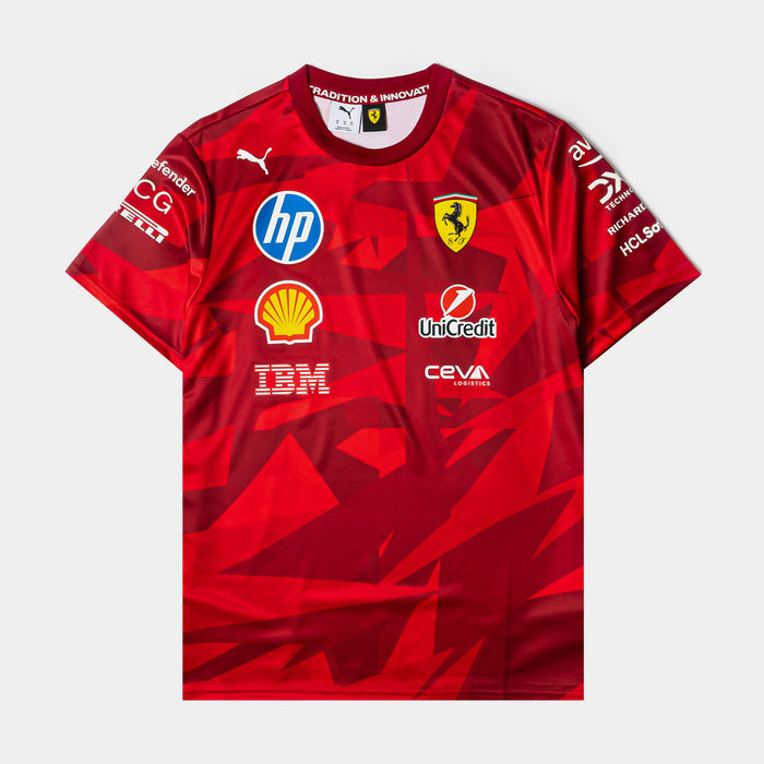 Scuderia Ferrari Team Vegas Mens Short Sleeve Shirt (Red/Dark Red)