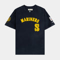 Seattle Mariners First Team Drop Shoulder Mens Short Sleeve Shirt (Blue/Yellow)