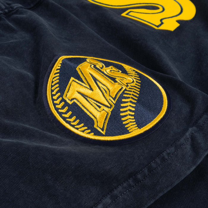Seattle Mariners First Team Drop Shoulder Mens Short Sleeve Shirt (Blue/Yellow)