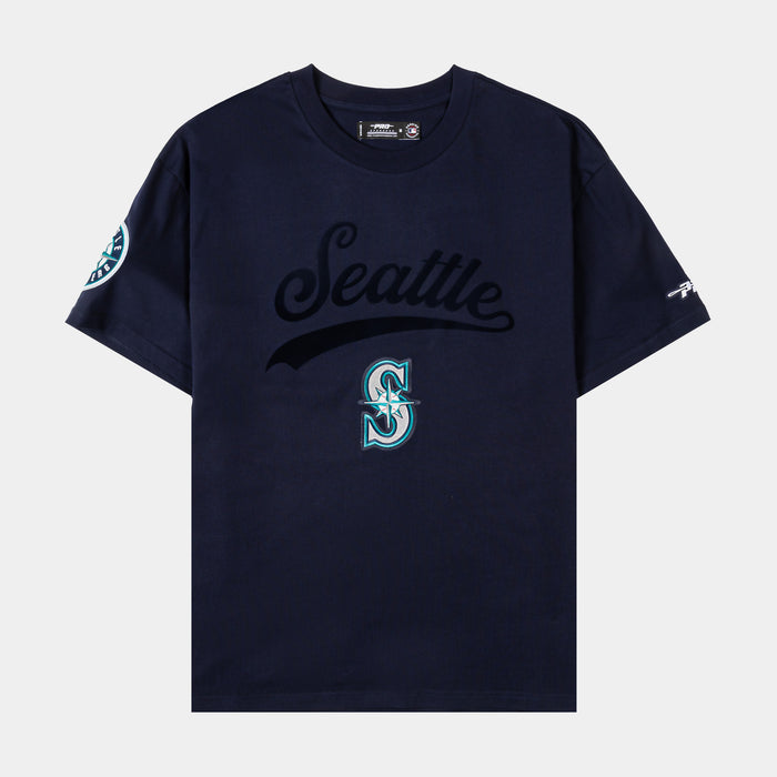 Seattle Mariners Living Large Drop Shoulder Mens Short Sleeve Shirt (Navy/Green)