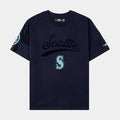 Seattle Mariners Living Large Drop Shoulder Mens Short Sleeve Shirt (Navy/Green)