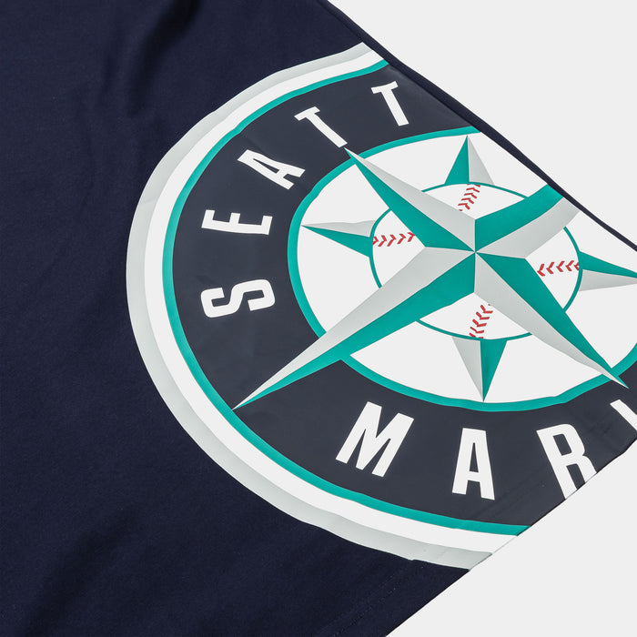 Seattle Mariners Living Large Drop Shoulder Mens Short Sleeve Shirt (Navy/Green)