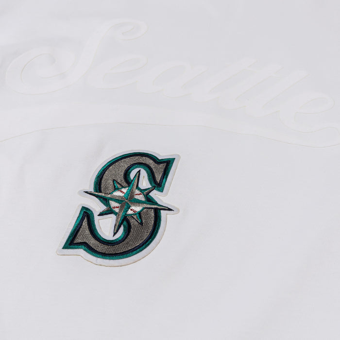 Seattle Mariners Living Large Drop Shoulder Mens Short Sleeve Shirt (White/Green)