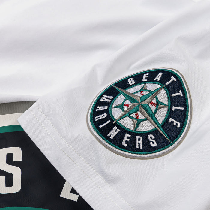 Seattle Mariners Living Large Drop Shoulder Mens Short Sleeve Shirt (White/Green)