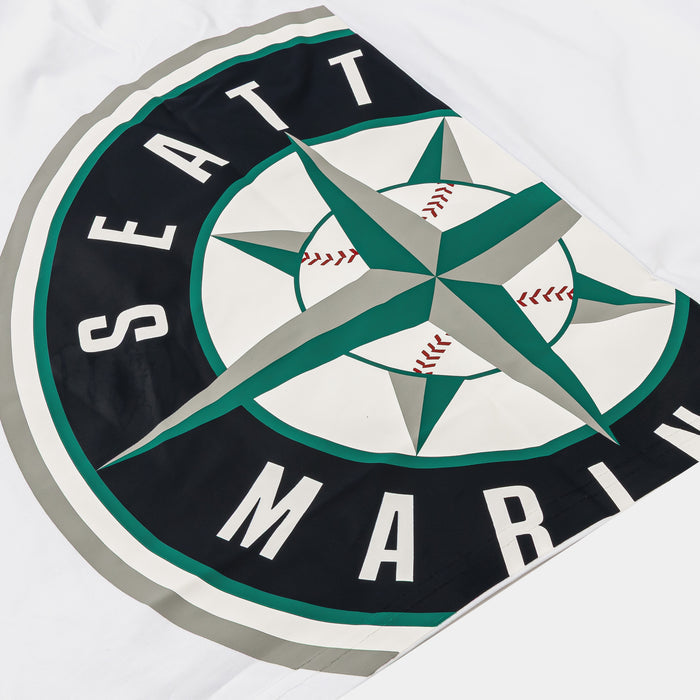Seattle Mariners Living Large Drop Shoulder Mens Short Sleeve Shirt (White/Green)