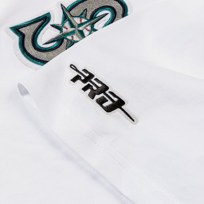 Seattle Mariners Living Large Drop Shoulder Mens Short Sleeve Shirt (White/Green)