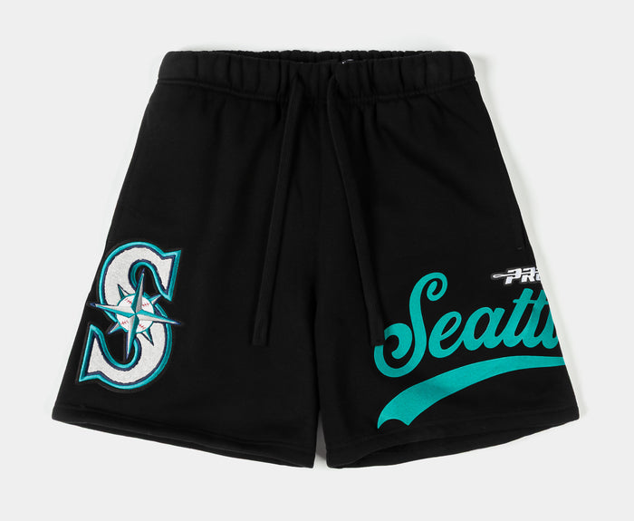 Seattle Mariners Living Large Fleece Mens Shorts (Black/Green)