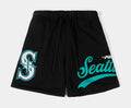 Seattle Mariners Living Large Fleece Mens Shorts (Black/Green)