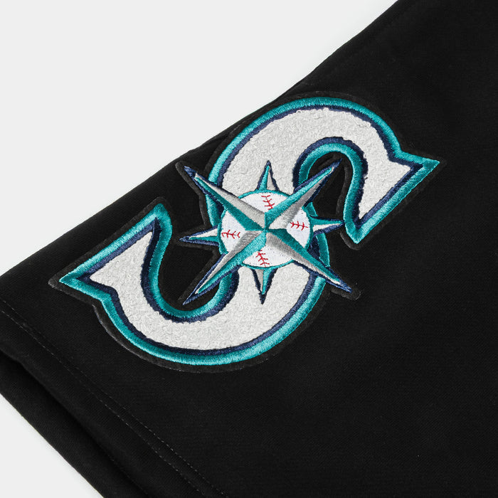 Seattle Mariners Living Large Fleece Mens Shorts (Black/Green)