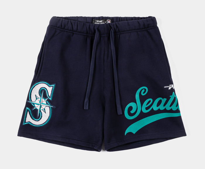 Seattle Mariners Living Large Fleece Mens Shorts (Navy/Green)