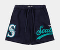 Seattle Mariners Living Large Fleece Mens Shorts (Navy/Green)