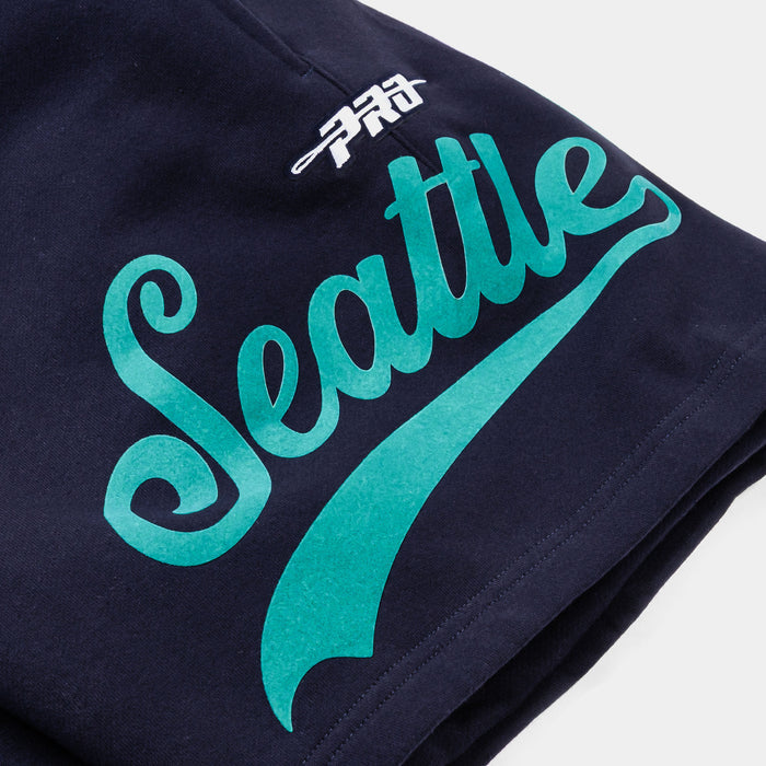 Seattle Mariners Living Large Fleece Mens Shorts (Navy/Green)