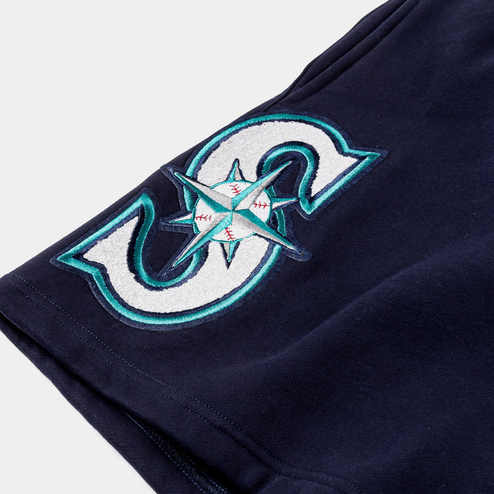 Seattle Mariners Living Large Fleece Mens Shorts (Navy/Green)