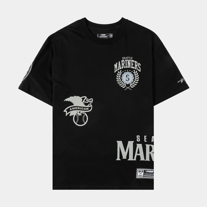 Seattle Mariners Street Team Drop Shoulder Mens Short Sleeve Shirt (Black/Grey)