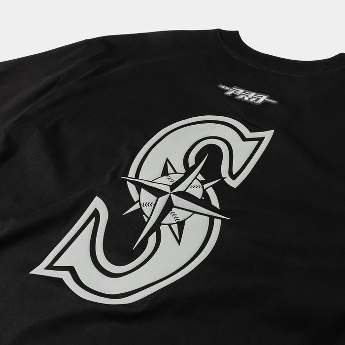 Seattle Mariners Street Team Drop Shoulder Mens Short Sleeve Shirt (Black/Grey)
