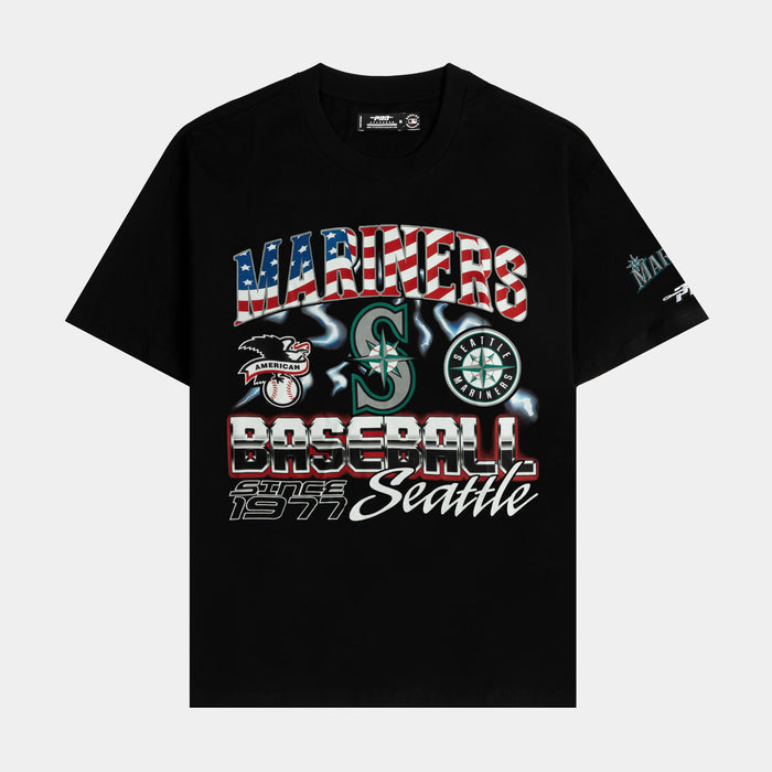 Seattle Mariners Victory Drop Shoulder Mens Short Sleeve Shirt (Black/Red)