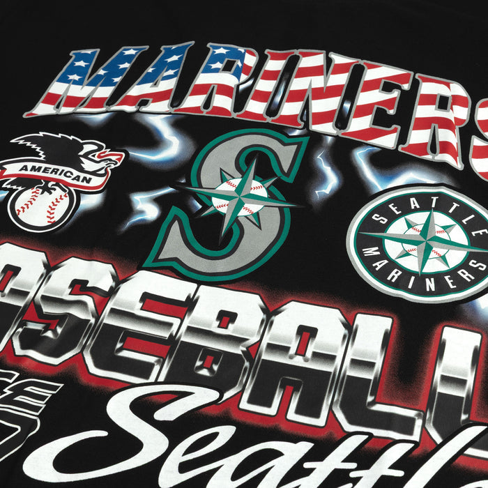 Seattle Mariners Victory Drop Shoulder Mens Short Sleeve Shirt (Black/Red)