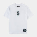 Seattle Mariners Wingspan Drop Shoulder Mens Short Sleeve Shirt (White/Green)