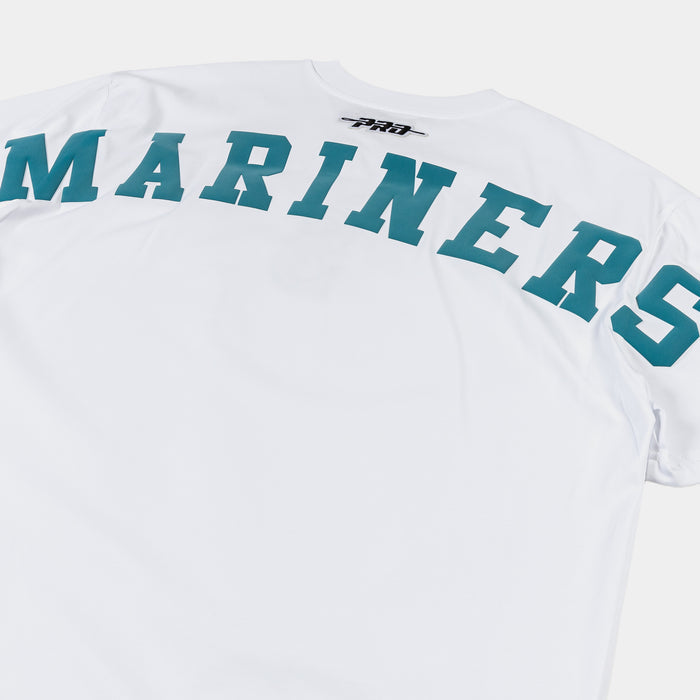Seattle Mariners Wingspan Drop Shoulder Mens Short Sleeve Shirt (White/Green)