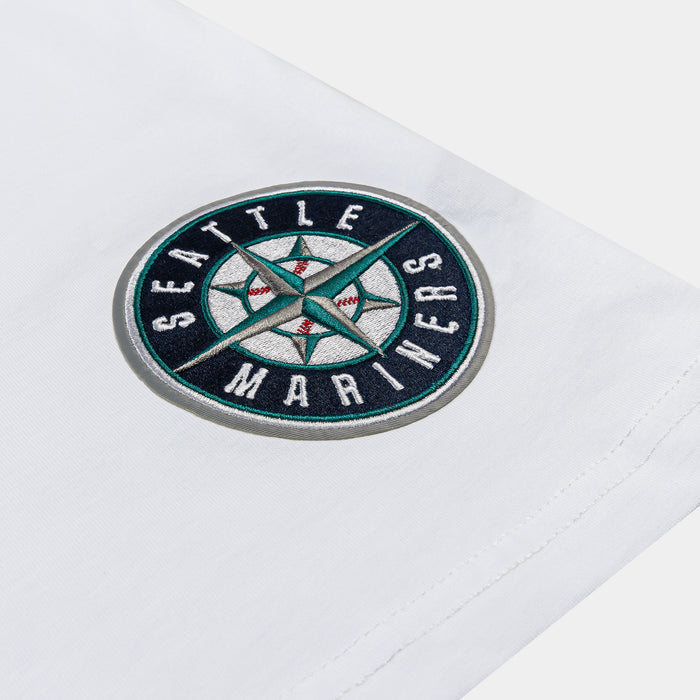 Seattle Mariners Wingspan Drop Shoulder Mens Short Sleeve Shirt (White/Green)