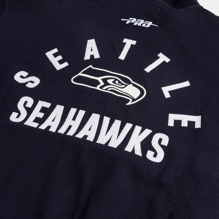 Seattle Seahawks All Pro Fleece Zip Up Mens Hoodie (Navy/White)