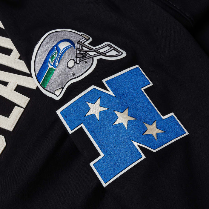 Seattle Seahawks Original Fleece Pullover Mens Hoodie (Black/White)