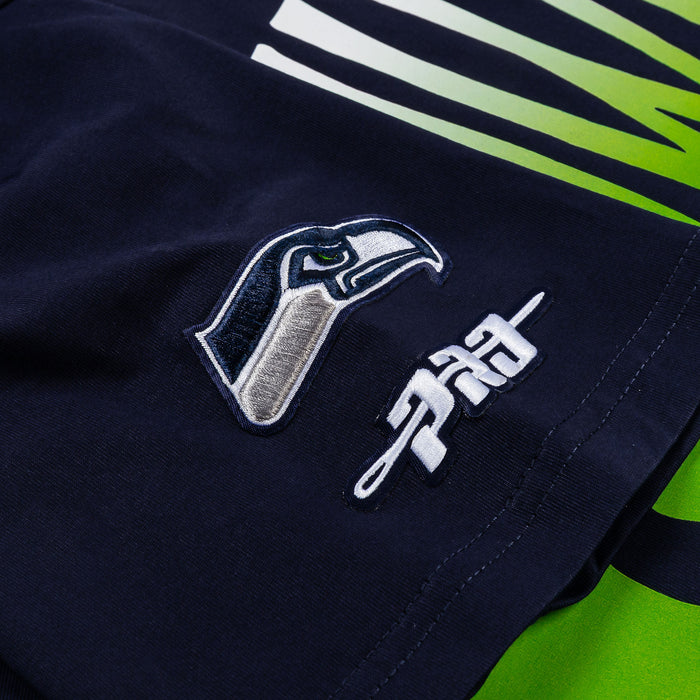 Seattle Seahawks Wave Mens Short Sleeve Shirt (Blue/Green)