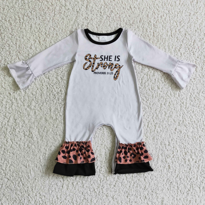 She is strong top leopard romper  LR0216