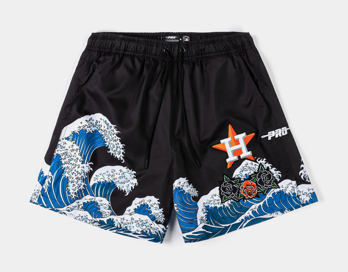Shoe Palace Exclusive Houston Astros Waves And Roses Mens Shorts (Black/Blue)