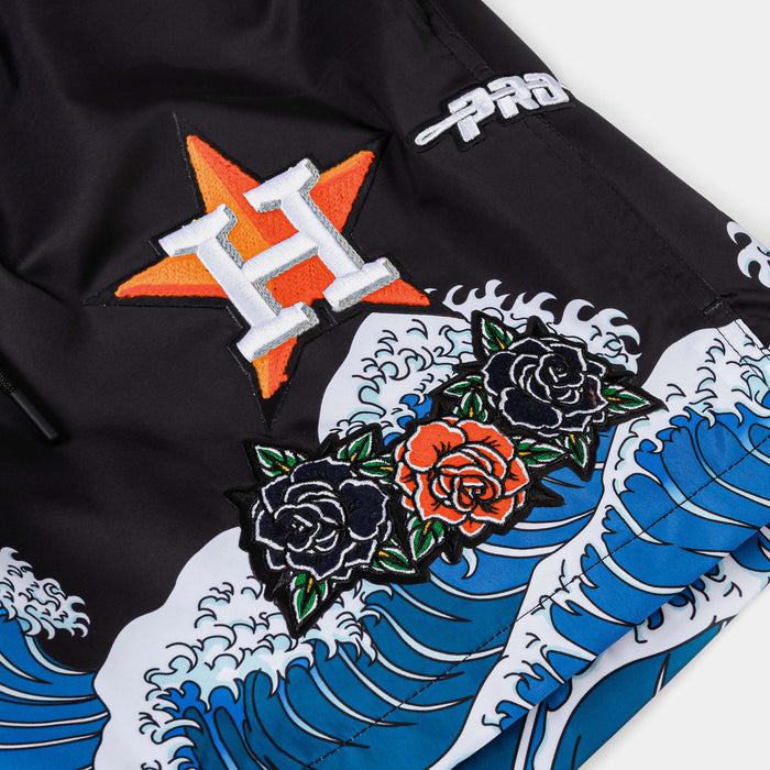 Shoe Palace Exclusive Houston Astros Waves And Roses Mens Shorts (Black/Blue)