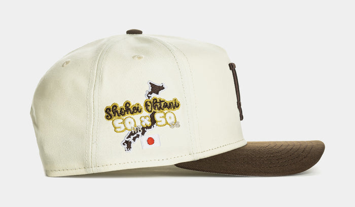 Shoe Palace Exclusive Los Angeles Dodgers Ohtani 950AF Spapback Mens Hat (Chrome/Brown)