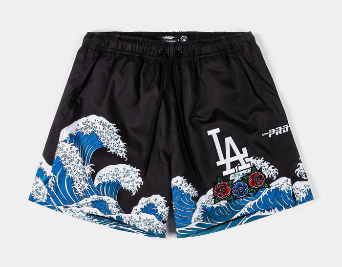 Shoe Palace Exclusive Los Angeles Dodgers Waves And Roses Mens Shorts (Black/Blue)