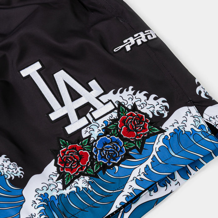Shoe Palace Exclusive Los Angeles Dodgers Waves And Roses Mens Shorts (Black/Blue)
