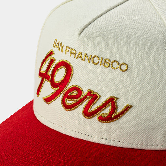 Shoe Palace Exclusive San Francisco 49ers Script 950AF Snapback Mens Hat (Chrome/Red)