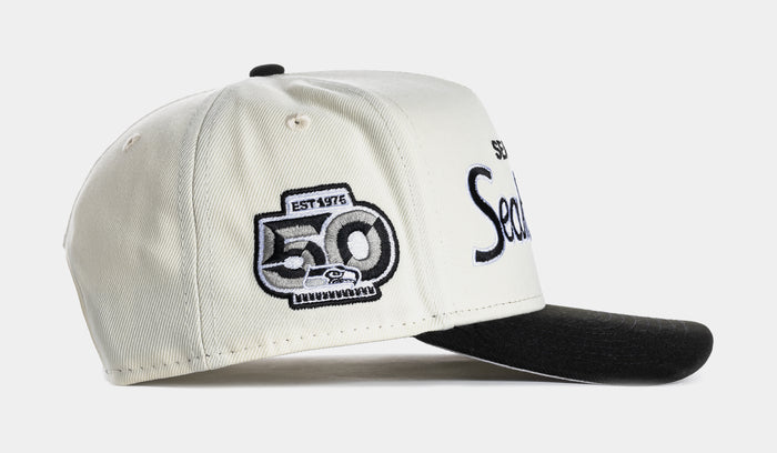 Shoe Palace Exclusive Seattle Seahawks Script 950AF Snapback Mens Hat (Chrome/Black)