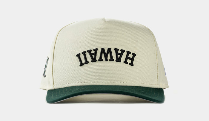 Shoe Palace Exclusive Upside Down Hawaii Rainbow Warriors 950AF Snapback Mens Hat (Chrome/Green)