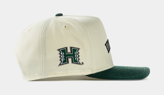 Shoe Palace Exclusive Upside Down Hawaii Rainbow Warriors 950AF Snapback Mens Hat (Chrome/Green)