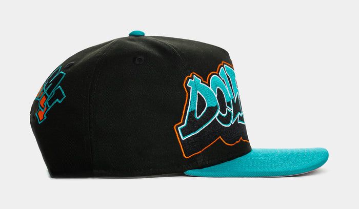 Shoe Palace x New Era NFL 90s Graffiti Exclusive Miami Dolphins Snapback Mens Hat (Black/Teal)