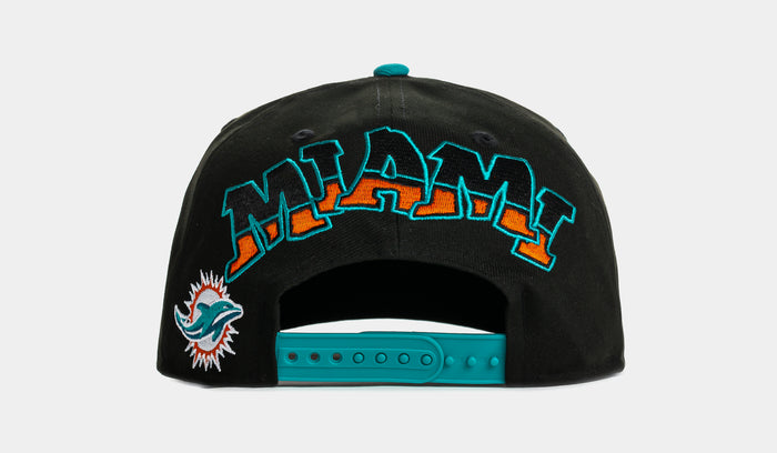 Shoe Palace x New Era NFL 90s Graffiti Exclusive Miami Dolphins Snapback Mens Hat (Black/Teal)
