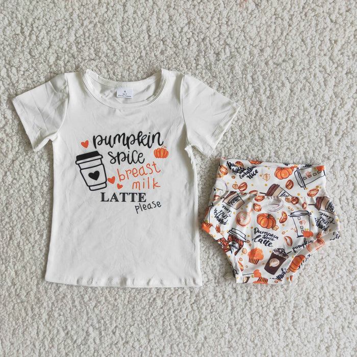 Short sleeve shirt bummie pumpkin outfits   B8-9
